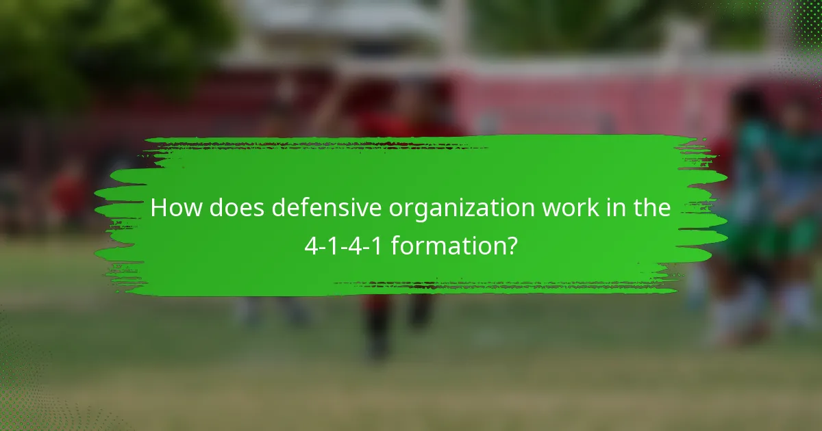 How does defensive organization work in the 4-1-4-1 formation?