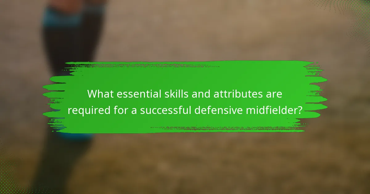 What essential skills and attributes are required for a successful defensive midfielder?