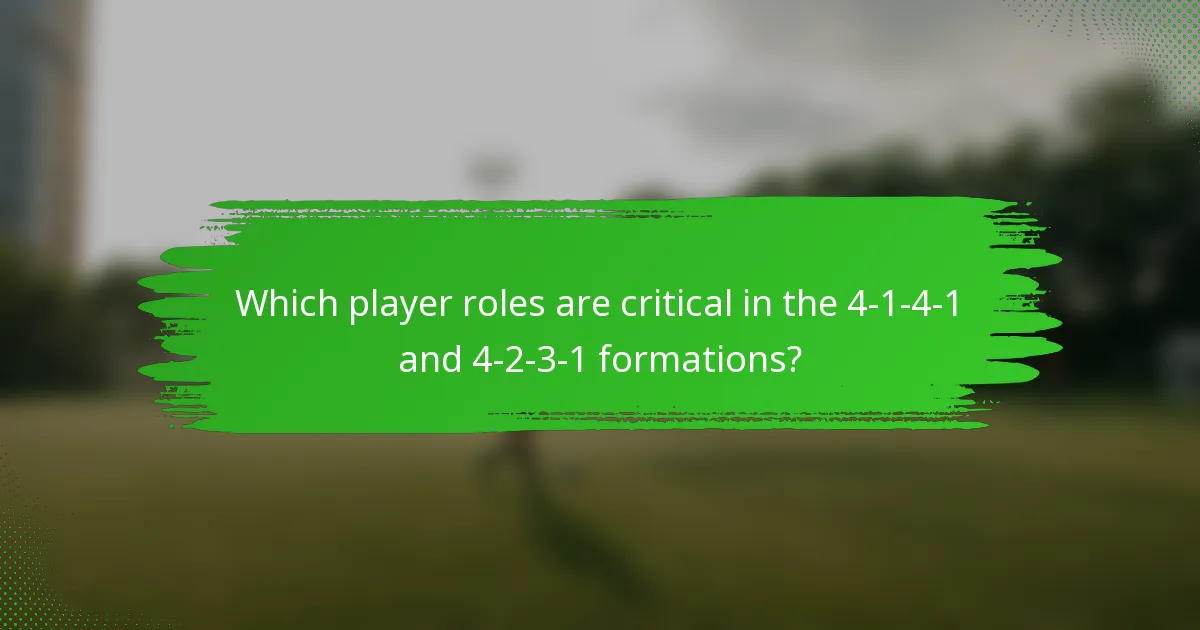 Which player roles are critical in the 4-1-4-1 and 4-2-3-1 formations?